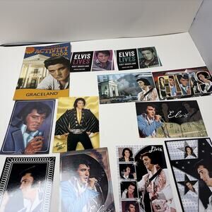 Elvis Presley Postcards 12, 2 stickers, Child’s Activity Book , unused 2003-2006